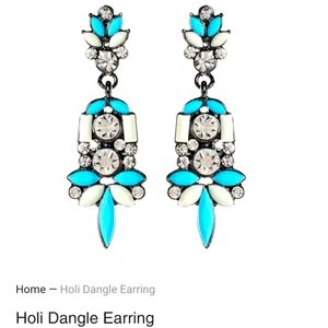 SOLD Amrita Singh Holi Dangle Earrings in Turquoise & White w/Austrian Crystals